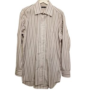 BURBERRY London Button up Shirt Mens 16.5R Cotton Multicolor Stripes Office